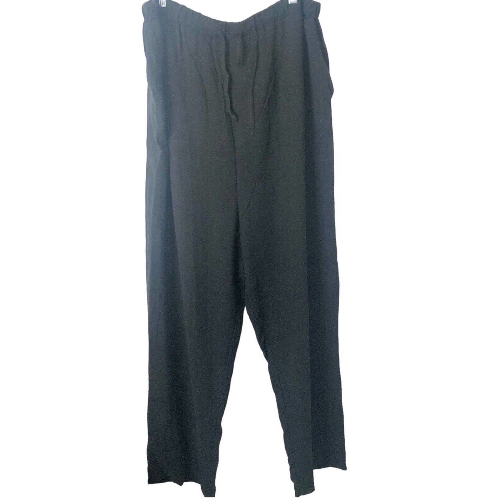 Pretty Little Things NWT Women's Black Linen Tie Waist Straight Leg Pants 18